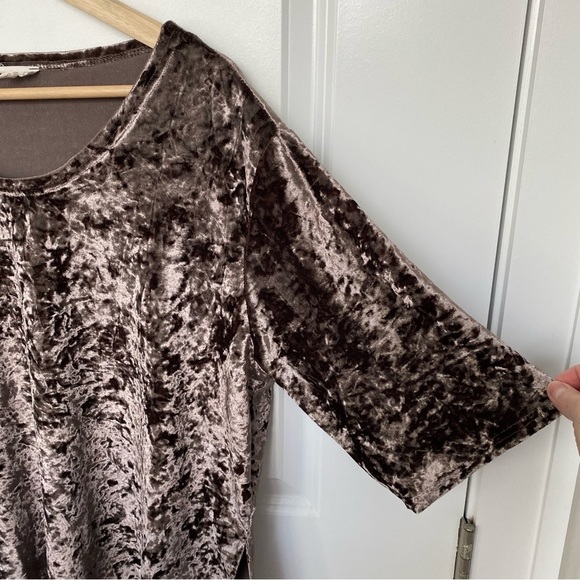 Pol crushed velvet short sleeve scoop neck shirt - Picture 5 of 10